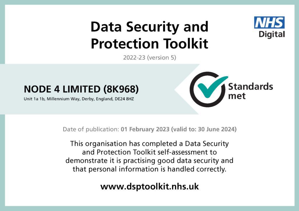 NHS Digital Security Toolkit Certificate